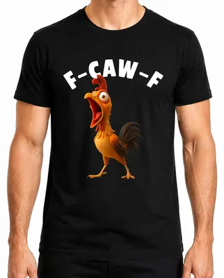 Zdjęcie produktu dla F-CAW-F śmieszny kurczak z kreskówki kogut na farmie prezent humor żart koszulka męska, czarny, L