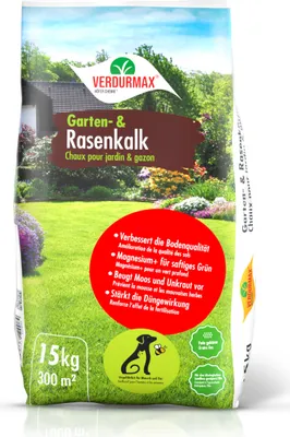 Produktbild von 1x15 kg VERDURMAX® Rasenkalk - Rasenpflege mit schneller Wirkung, Gartenkalk