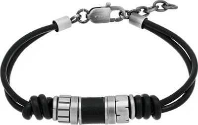 Produktbild von s.Oliver Lederarmband für Herren mit Edelstahl-Elementen