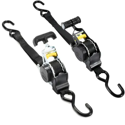 Immagine prodotto di Cinghie di tensionamento automatiche con ratrapante e gancio, set da 2, capacità di rottura: 680 kg