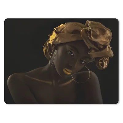 Produktbild von MuchoWow® Mauspad Mousepad Frauen - Kopftuch - Gold - Luxus 23x19 cm - Mousepads - Maus Mat - Pad - Mausunterlage - Schreibtischunterlage - Mauspad