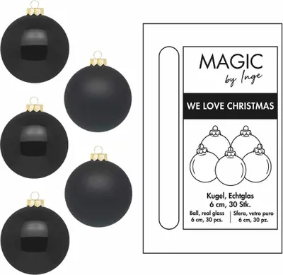 Produktbild von Weihnachtskugeln 30 Stk 6cm Ebony Black
