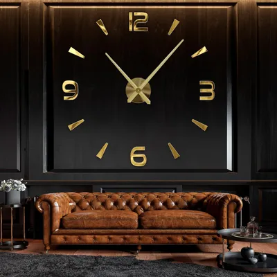 Immagine prodotto di orologio da parete 3D Grande moderno silenzioso fai da te - Regalo decorativo - Soggiorno Ufficio (B-Oro)