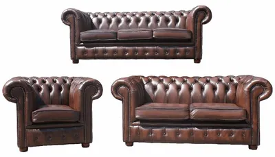 Image de Canapé Chesterfield, fauteuils et canapés en cuir, ensemble de salon classique