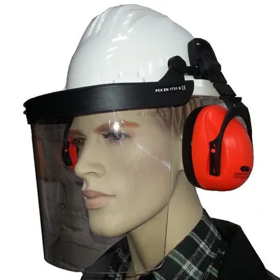 Produktbild von Bauhelm mit Gesichts- und Gehörschutz in versch. Farben weiß