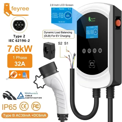 Image de Borne de recharge 11 kW, 16 ampères, triphasée - Type de prise Type 2 - Câble de 5 mètres - Protection IP66 - Pour véhicules électriques