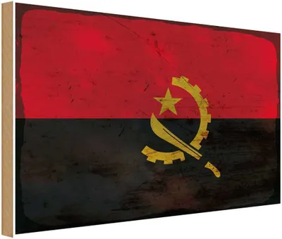 Produktbild von vianmo Holzschild 30x40 cm Angola Flagge Fahne Wappen