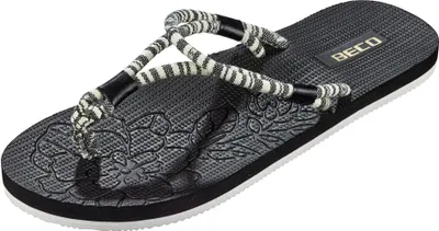 Produktbild von BECO the world of aquasports Zehentrenner BECO IBIZA mit textilen Bändern im Boho-Style schwarz-weiß 38