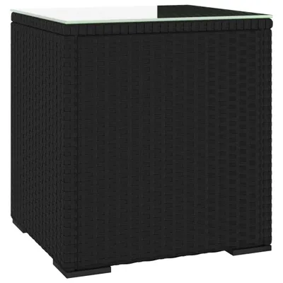 Produktbild von vidaXL Beistelltisch Schwarz 40x37x40,5 cm Poly Rattan und Hartglas