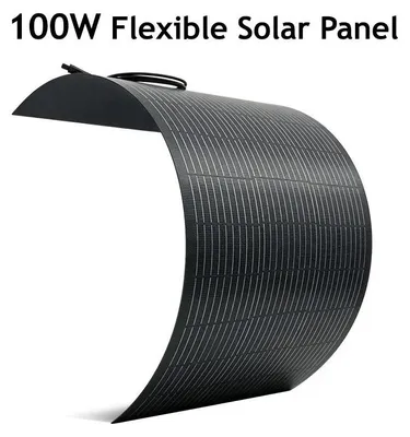 Obrázek produktu pro Solární panel z ETFE – flexibilní, 100 W, monokrystalický – vysoká účinnost – pro nabíjení 18V baterií – napájení mimo síť – kempování/obytný vůz/loď