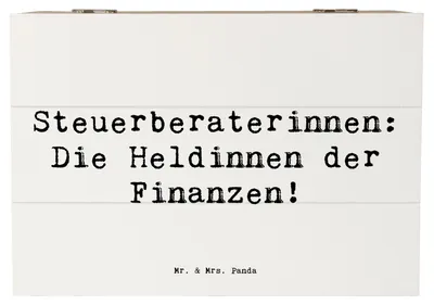 Produktbild von Mr. & Mrs. Panda Box Spruch Steuerberaterin Heldin 22 x 15 cm - Weiß - Geschenk, Handgefertigt, Heldinnen der Finanzen, Steuerexpertinnen, Aufbewahrungskiste, Kiste