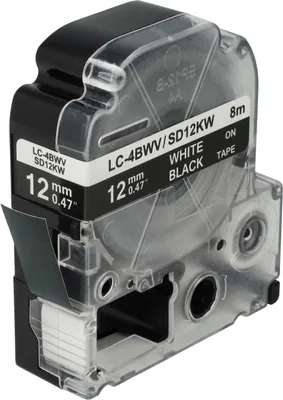 Produktbild von vhbw Schriftband-Kassette Ersatz für Epson LC-4BWV für Etiketten-Drucker 8m x 12mm Weiß auf Schwarz