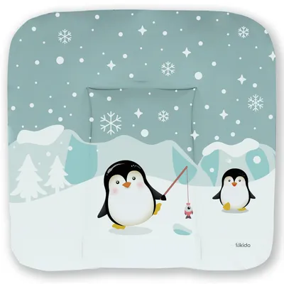 Productafbeelding van Kikido Aankleedkussen 75x70 - Aankleedkussen Baby Zacht, Makkelijk Schoon te Maken, Waterdicht - Pinguins