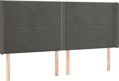 Produktbild von vidaXL Kopfteil mit Ohren Dunkelgrau 203x16x118/128 cm Samt