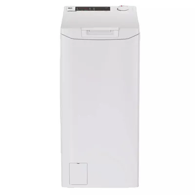 A white washing machine is displayed against a white background.