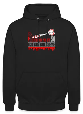 Produktbild von Spreadshirt 50. Geburtstag | Dart | Ich Bin Bullseye Uni Hoodie, XL, Schwarz