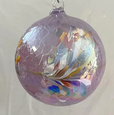 Image de Ornement en verre soufflé, forme de boule, pour décoration de fenêtre, violet et multicolore