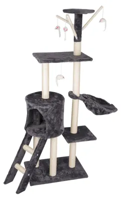 Productafbeelding van maxxpro Kattenmeubel - 140 x 50 x 35 CM - MDF/ Sisal/ Pluche - Donkergrijs