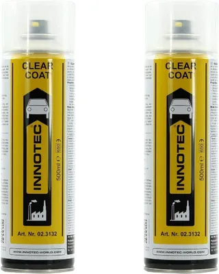 Produktbild von 2 Stück Innotec Klarlack Clear Coat - transparent glänzend - für ein glänzendes Finish - zum Fixieren und Schützen der Lackierung - Klarlack Spray
