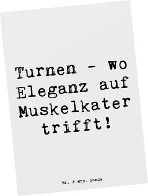Produktbild von Mr. & Mrs. Panda Postkarte Spruch Turnen Eleganz - Weiß - Geschenk, einzelkarte, Grußkarte, Ansichtskarte, Sportarten, Sportler, Postkarten, Trampolinturnen, Geschenke