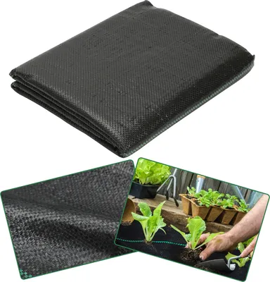 Produktbild von Clanmacy 50 m² Unkrautflies Bändchengewebe Unkrautgewebe Mulchflies Mulchgewebe schwarz 1m x 50m