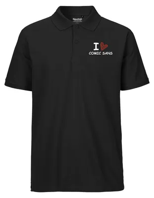 Produktbild von Huuraa Herren Polo Shirt I love Comic Sans Herz 3XL Black Bio Baumwolle Fairtrade Poloshirt Geschenkidee