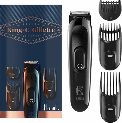 Produktbild von BRAUN - KING C GILLETTE KING C. Gillette Beard Trimmer Bartschneider, Akkubetrieb, 3 Kammaufsätze, abwaschbar