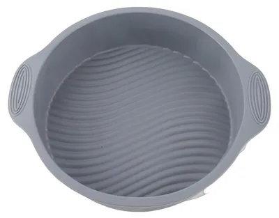 Produktbild von Runde Kuchenform Silikon 22,9 cm Grau Antihaft Backform für Ofen Mikrowelle Spülmaschine