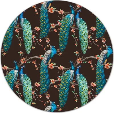 Produktbild von Herd-Abdeckplatte Glas Schneidebrett Ceranfeld-Abdeckung - 40 cm - Pfauen und Blumen