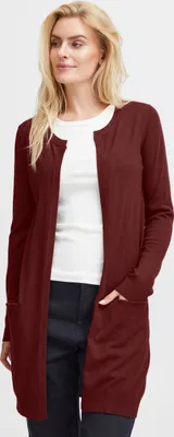 Produktbild von Pulz Jeans PZSARA Damen Lange Strickjacke Feinstrick Cardigan Longstrickjacke mit aufgesetzten Taschen Regular fit