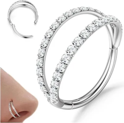 Produktbild von Nasenpiercing Ring CZ 316L Chirurgenstahl 18G/20G Silber/Gold Hoop für Helix, Septum, Tragus, Lippe