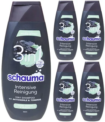 Produktbild von Schauma Intensive Reinigung 3in1 Shampoo Aktivkohle Tonerde antibakteriell 5x 400ml