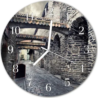 Produktbild von Glasuhr Wanduhr Küchenuhr Echt-Glas 30fi cm Gasse grau