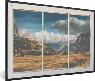 Produktbild von MuchoWow® MuchoWow® Gerahmtes Poster Aussicht - Landschaft - Hügel 90x60 cm - Poster mit zchwarzem Bilderrahmen - Fotorahmen - Foto-Plakat