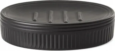 Productafbeelding van Losstaande zeephouder van keramiek/stenengood, zwart, 12,9 x 9,3 cm, voor de badkamer