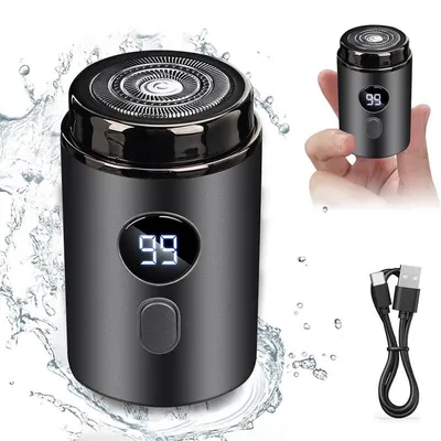 Produktbild von Mini Elektrorasierer 9000 U/min USB-C IPX7 wasserdicht LED Anzeige 80 g kompakt für Bart Gesicht Reise Trockenrasur unterwegs