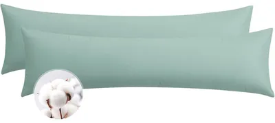 Produktbild von Seitenschläferkissen Bezug 40 x 145 cm Baumwolle 2er Set Salbeigrün mit Reißverschluss