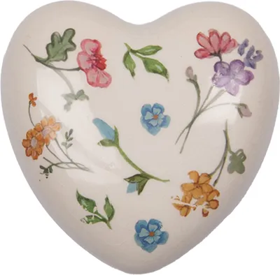 Zdjęcie produktu dla Clayre & Eef figurka dekoracyjna serce 12x12x4 cm beżowa ceramika