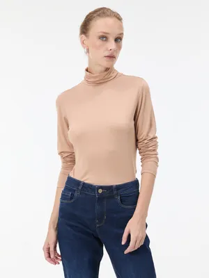 Produktbild von Orsay Beigefarbener Damen-Rollkragenpullover mit kurzen Ärmeln XL