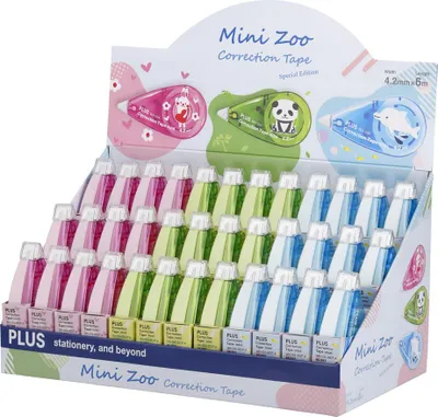 Produktbild von PLUS JAPAN Korrekturroller "Mini Zoo" 5 mm x 6 m Display