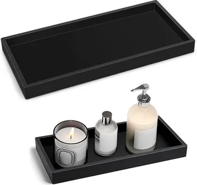 Produktbild von Famanu Badkamertablett 2 Stück - Schwarz, 20 x 10 cm und 30 x 12,5 cm