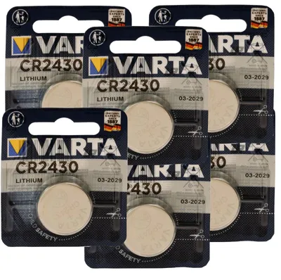 Produktbild von 6x Lithium Knopfzelle Batterie Varta Electronic CR2430 3V 1er Blister