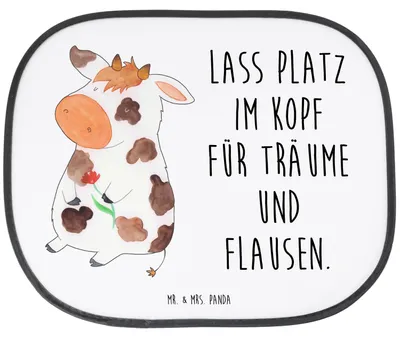 Produktbild von Mr. & Mrs. Panda Auto Sonnenblende Kuh - Weiß - Geschenk, Kühe, Hof, Motivtion, sonnenschutz saugnapf, seitenscheibe, Fürs, Bauernhof, Spruch