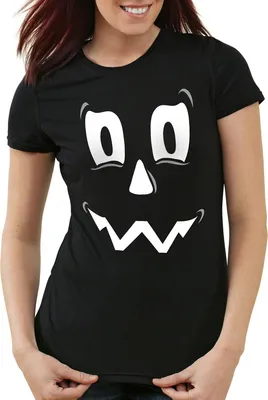Produktbild von style3 Halloween Spuk Geist Damen T-Shirt, Farbe:Schwarz, Größe:XL