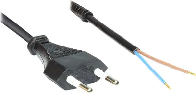 Produktbild von Euro-Netzkabel mit abisolierten Enden, mit Zugentlastung, schwarz, 1,5m, Good Connections®