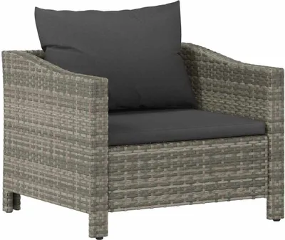 Immagine prodotto di vidaXL Poltrona da giardino con cuscino in Poly Rattan grigio