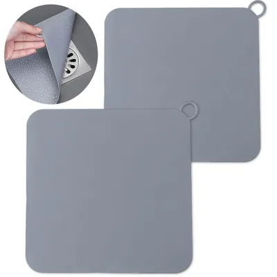 Produktbild von 2er Duschabfluss aus Silikon, Abflussabdeckungen, Bad Anti-Geruch-Abflussabdeckung, 19,7*19,7CM,Grau