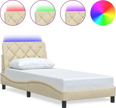 Produktbild von vidaXL Bettgestell mit LED ohne Matratze Creme 80x200 cm Stoff