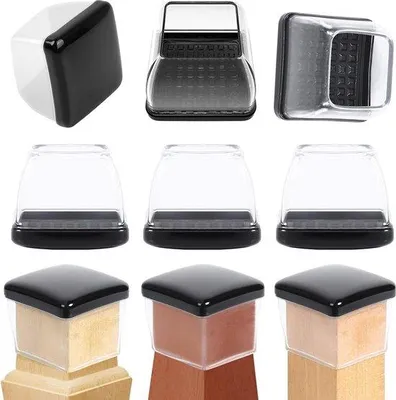 Produktbild von Famanu Stuhlbeinschutzdoppen für Teppich - Set von 24 - 5 cm - Teflon - Silikon - Möbelbeinschutz - Bodenbeschützer