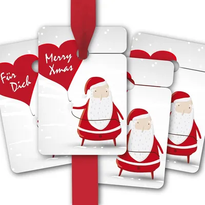 Produktbild von 8 Geschenkanhänger mit Santa Claus im Schnee: Merry Xmas | Zum 24.12